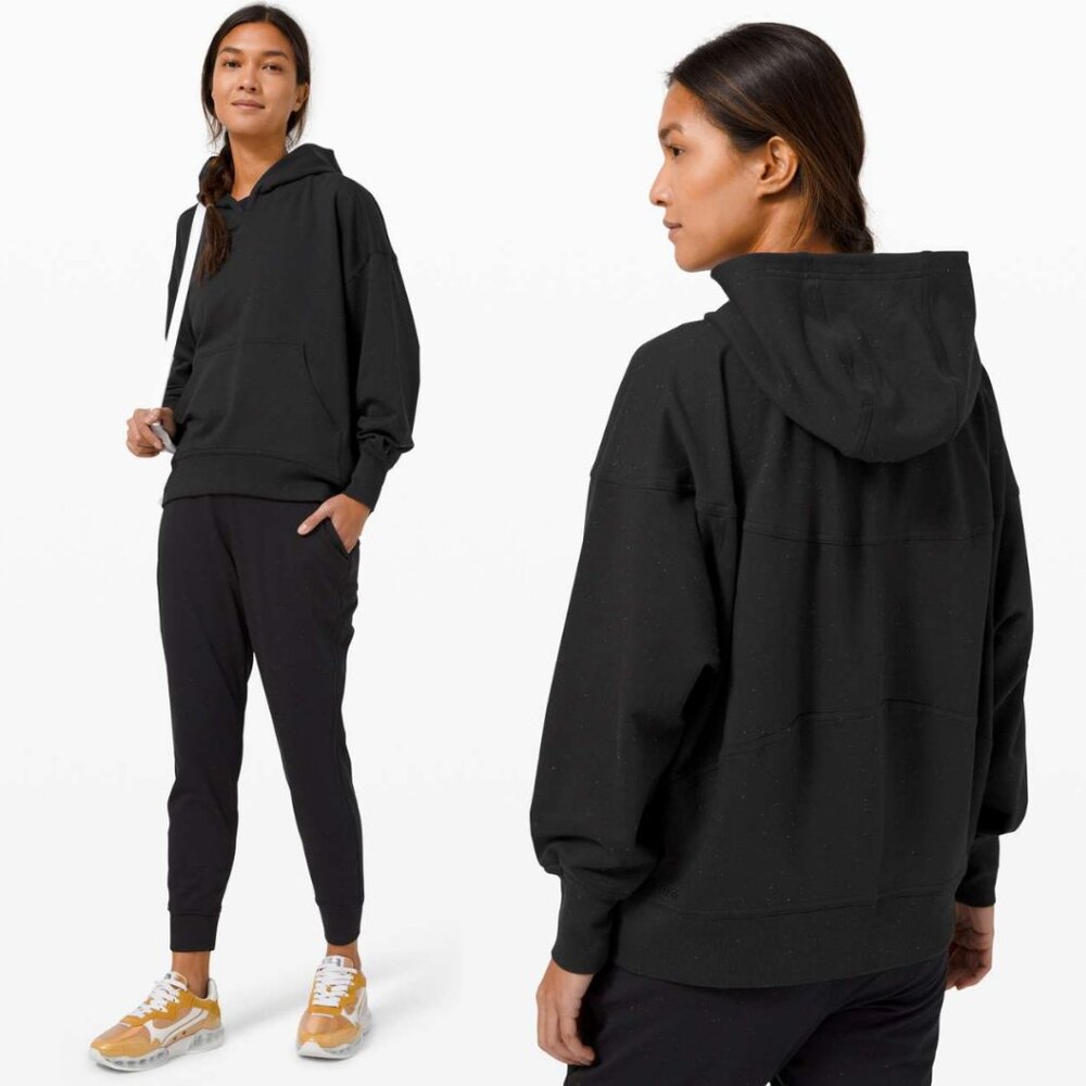 Lululemon Black Cotton Terry Rainbow Speckle Back In Action Hoodie